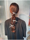 【ローポニーテール】結婚式銀座お団子カチモリタイトヘアセット