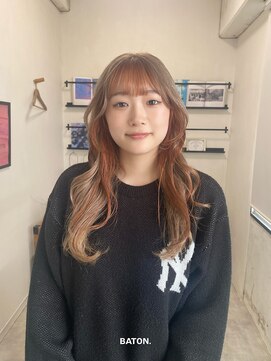 バトン(BATON) デザインカラー/オレンジベージュ/ロング/10代/20代/大分/西大分