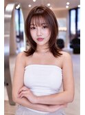 大人かわいい前髪セシルカットココアブラウンフリンジウェーブ
