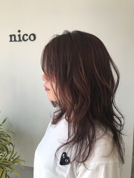 ヘアーコレクトニコ(hair collect nico) ラズベリーブラウン×ロングウルフ