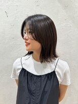 ロンドプランタン 恵比寿(Lond Printemps)&nbsp;外ハネボブの暗色艶カラー　ダークグレージュ　イノアカラー