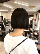 びゃんびゃん 浅水本店&nbsp;切りっぱなしボブ/黒髪/小顔に見えるヘア/オリーブグレー