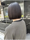 切りっぱなしボブ 縮毛矯正 地毛風ストレート タッセルボブ 銀座