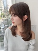 小顔補正カット顔周りレイヤーカットサイドバングフルバング栄