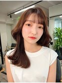 韓国風レイヤーナチュラルストレート後れ毛エアリーワンカール