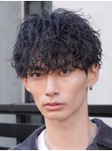 渋谷緩め波巻きパーマシャドウパーマメンズマッシュ刈り上げ