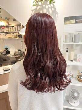 カサネ(KASANE) ブリーチなしダブルカラー ワインレッド ロング 長崎美容室