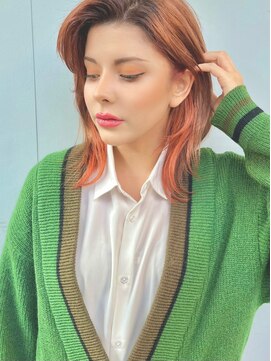 カリーナコークス 原宿 渋谷(Carina COKETH) インナーカラー/オレンジ/ケアブリーチ/オージュア/ウルフカット