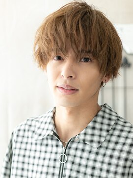 メンズヘア ビーセカンド 草加店(MENS HAIR B-2) ハイトーンカラー&重めバングで目力UPのラウンドマッシュB草加