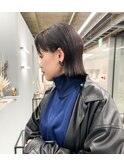 黒髪+切りっぱなしボブ
