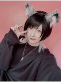 ホワイトインナーカラージェンダーレスショートウルフ