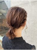 ローポニー/ミディアムアレンジ/結婚式お呼ばれヘア