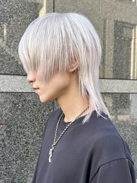 セルン(cerne) ウルフカットレイヤーカットメンズウルフショートホワイトカラー