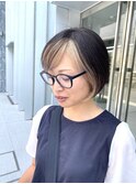 フェイスフレーミング/ショートボブ/白髪活かし/ベージュ