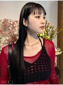 ロング*地毛風ストレート*前髪カット*フルバング*黒髪*髪質改善