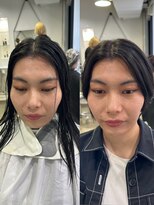 メモリーズ 表参道(Memories)&nbsp;30代40代50代耳かけショートボブ前髪あり丸みショート白髪ぼかし