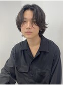 ニュアンスパーマ　センターパート　ミディアムレイヤー　MOMO