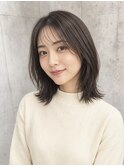 前髪エクステ20代30代大人女子切りっぱなしボブ　ココアブラウン