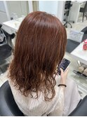 【ブリーチなしWカラー】ほんのりピンクのオレンジ