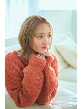 マナリノ バイ リトル(manarino by little) 顔周りカットくびれボブ×ミルクティーベージュ［表参道駅］