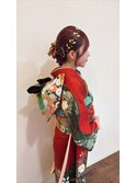 成人式カチューシャ編み下ろし