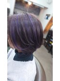 ボブ×紫ハイライト