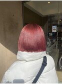 切りっぱなしボブワインレッドからー