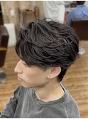 メンズフェザーパーマ　フェザーショート毛流れせんたーぱーと