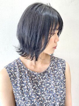 フォーク FOLK 【FOLK】小顔 外ハネ 切りっぱなし ダークアッシュ ブルージュ♪