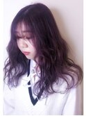 シースルーバング×パープルヘア