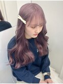 シースルーバング　ラベンダーアッシュカラー　透明感　ロング