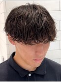 ニュアンス波巻きスパイラルパーマ刈り上げマッシュツーブロック