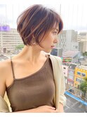 ３０代４０代に人気なメルティカラー白髪ぼかしショートボブ