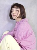 レイヤーボブ/ダークブラウン/顔周りカット/ダークアッシュ