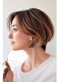 ★明るい白髪染めハイライトショート