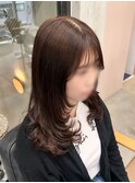 ミディアムレイヤーカットストレートロングウルフカットベージュ