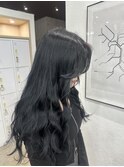 黒髪ロング艶髪巻き髪ヘアセット高発色ケアカラー＊赤羽