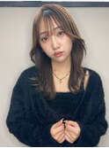 ミディアムレイヤー レイヤーカット ベージュブラウンA0319