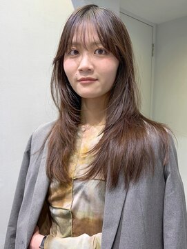 フィルムス 田町芝浦(FILMS) グレージュブラウン/ミディアムレイヤー/韓国巻き/顔周りカット