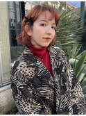レイヤーボブ顔まわりカットレイヤーカットオレンジブラウン