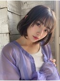大人可愛い20代30代40代小顔ウルフレイヤーボブ丸みショートボブ