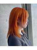 オレンジカラー×ウルフカット