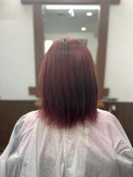 かみなりもん美容室 ピンクブラウンカラー