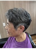 センターパート　パーマ