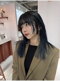 【HIDETO】ブルーカラー 顔周りレイヤー レイヤーカット