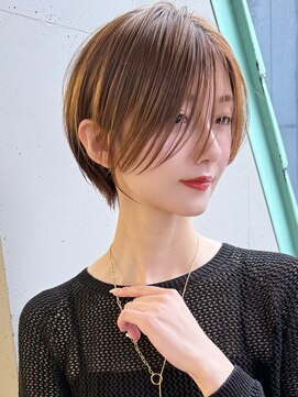 サンド 名古屋(sand) アプリコットオレンジくびれヘアハイライトカラー名古屋ショート