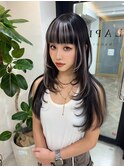 前髪インナーカラー/レイヤーカット／シールエクステ