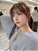 レイヤーカット韓国ダブルカラー顔周り前髪カットボブ