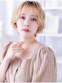 シースルーバング/ホワイトベージュ/ダブルカラー/ハイトーンg