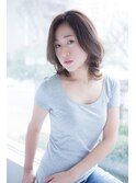 女子力アップ透明感ナチュラルブラウンヘアカラーミディアム